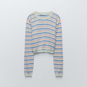 Zara Women Multicolor Striped Crop Top – Size L